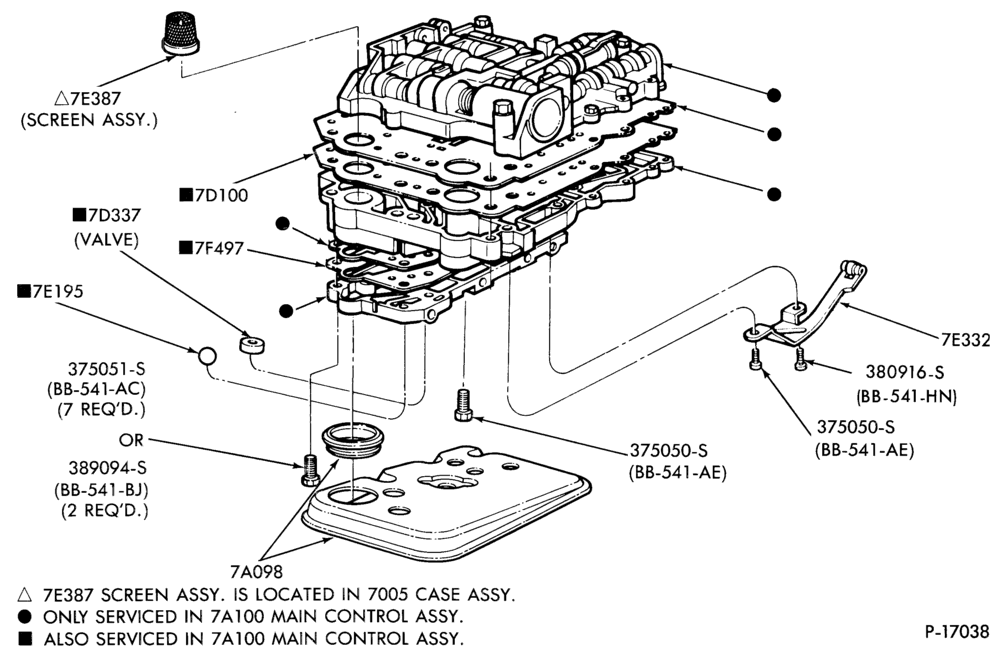 Схема C5 TYPE - INTERNAL PARTS-typical- main control valve body (7A100) - exc. PEB type-F,MF,G,MG,J,P,MP,S