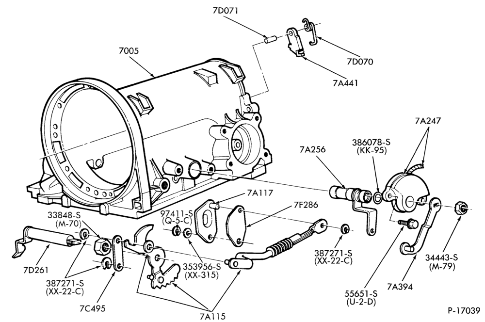 Схема C5 TYPE - INTERNAL PARTS-typical- manual control linkage and related parts-F,MF,G,MG,J,S