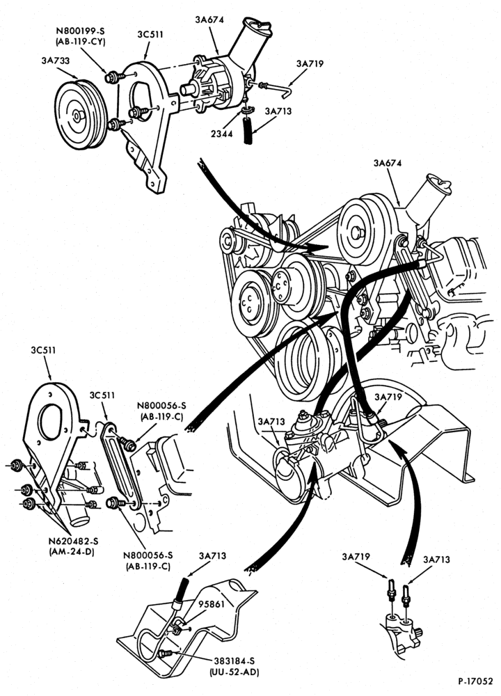 Схема STEERING-(1982/83) - 6 cyl. 230 (3.8L) - without A/C-F100