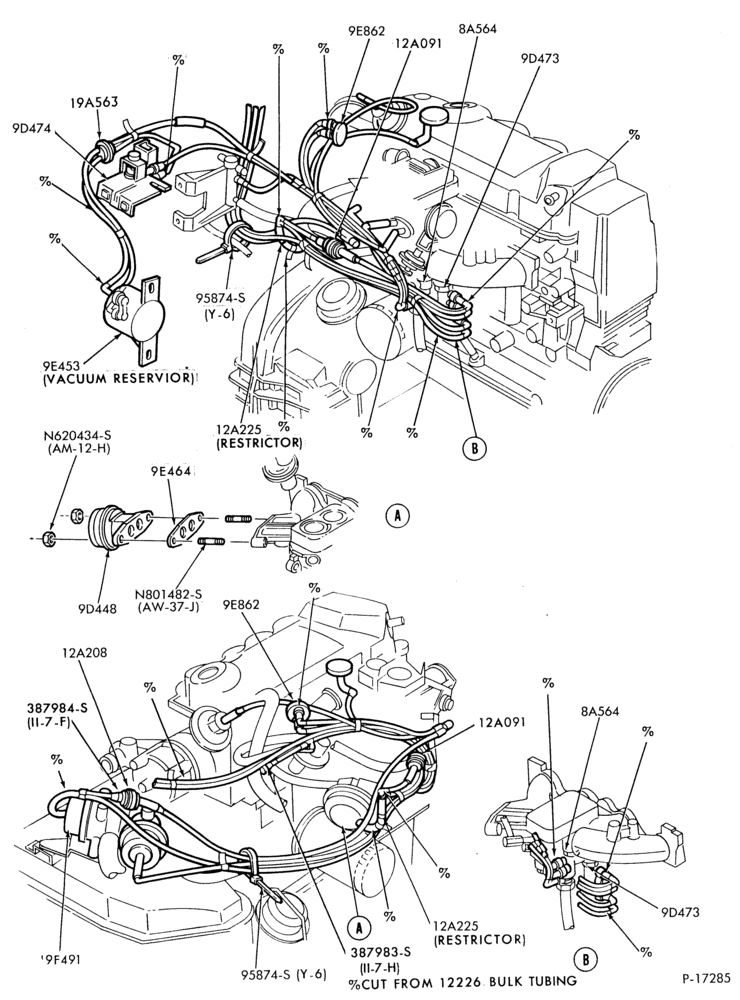 Схема 4 CYL. 1.6L (98 C.I.D.)-recirculation (E.G.R.) - valve and hose- with A/T