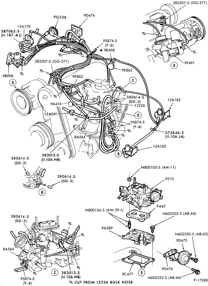 Схема 4 CYL. 2.3L (140 C.I.D.)-recirculation (E.G.R.)- Calif. - with A/C