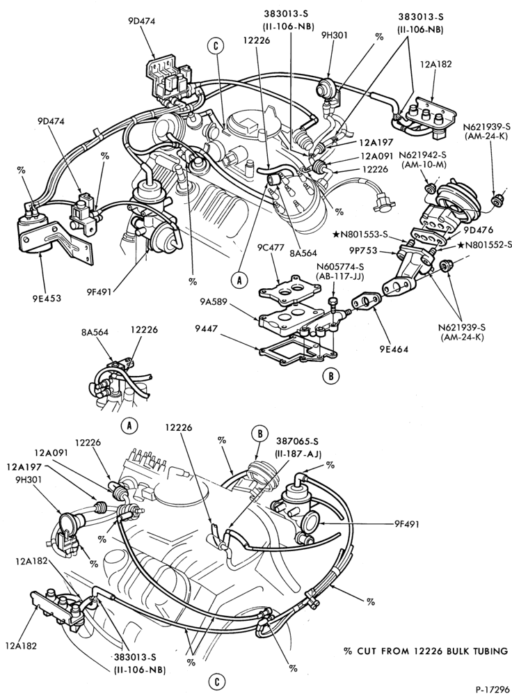 Схема 6 CYL. 3.8L (230 C.I.D.)-recirculation (E.G.R.)- Calif.