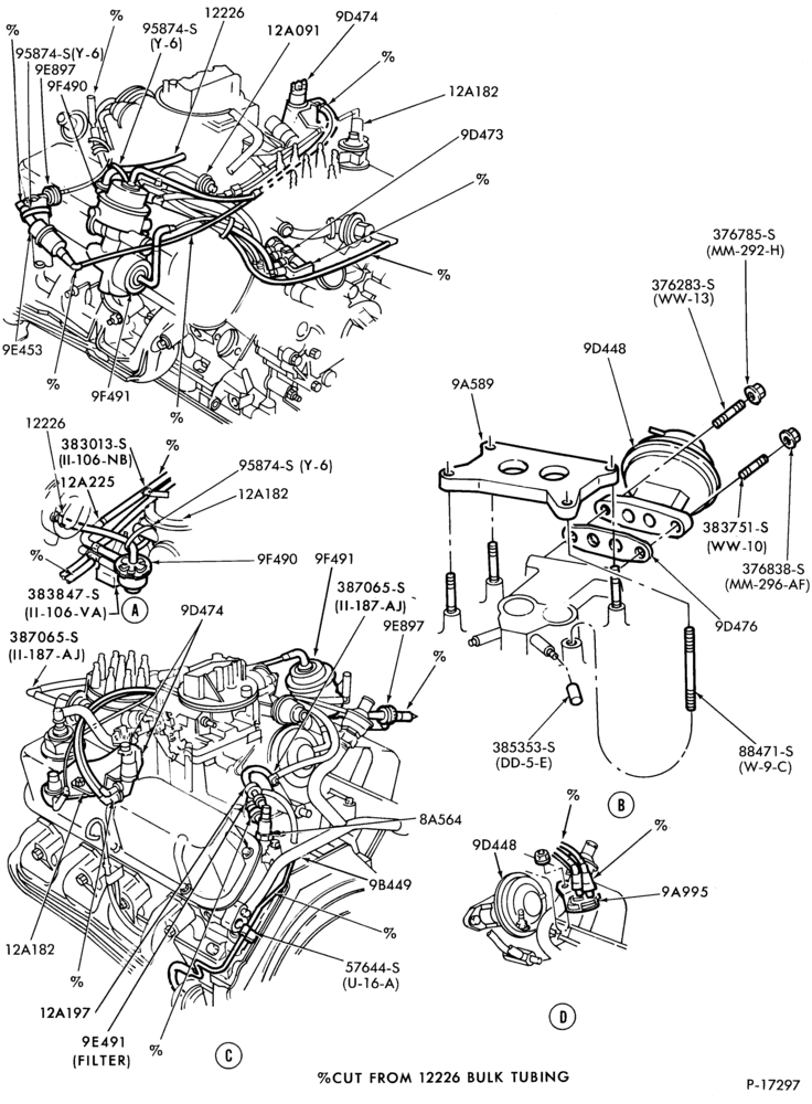 Схема 8 CYL. 4.2L (255 C.I.D.)-recirculation (E.G.R.)- exc. Calif.