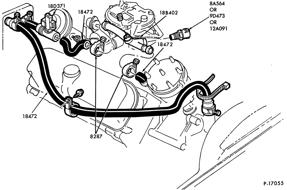 Схема AIR CONDITIONER-Heater hose installation - 6 cyl. 230 (3.8L)