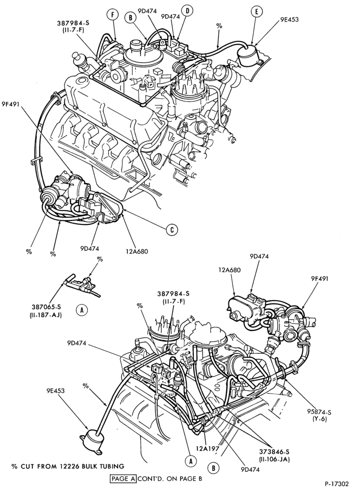 Схема 8 CYL. 5.0L (302 C.I.D.)-recirculation (E.G.R.)- Page A