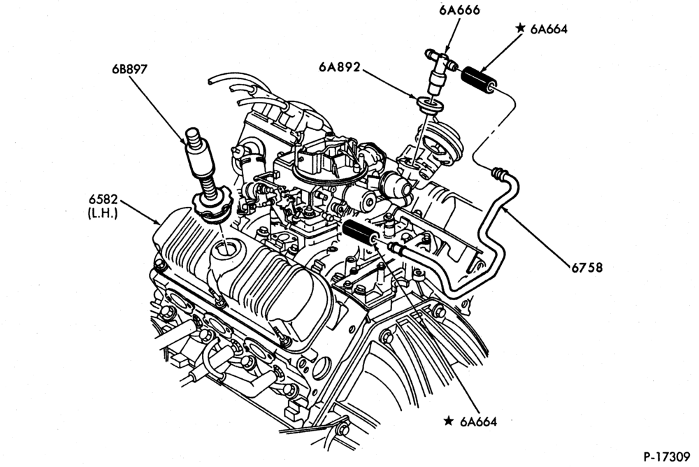 Схема 6 CYL. 3.8L (230 C.I.D.)-Crankcase ventilation system