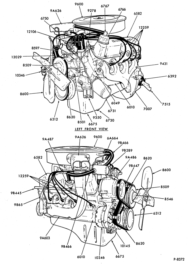 Схема 8 CYL. 6.6L (400 C.I.D.)-Engine assy.