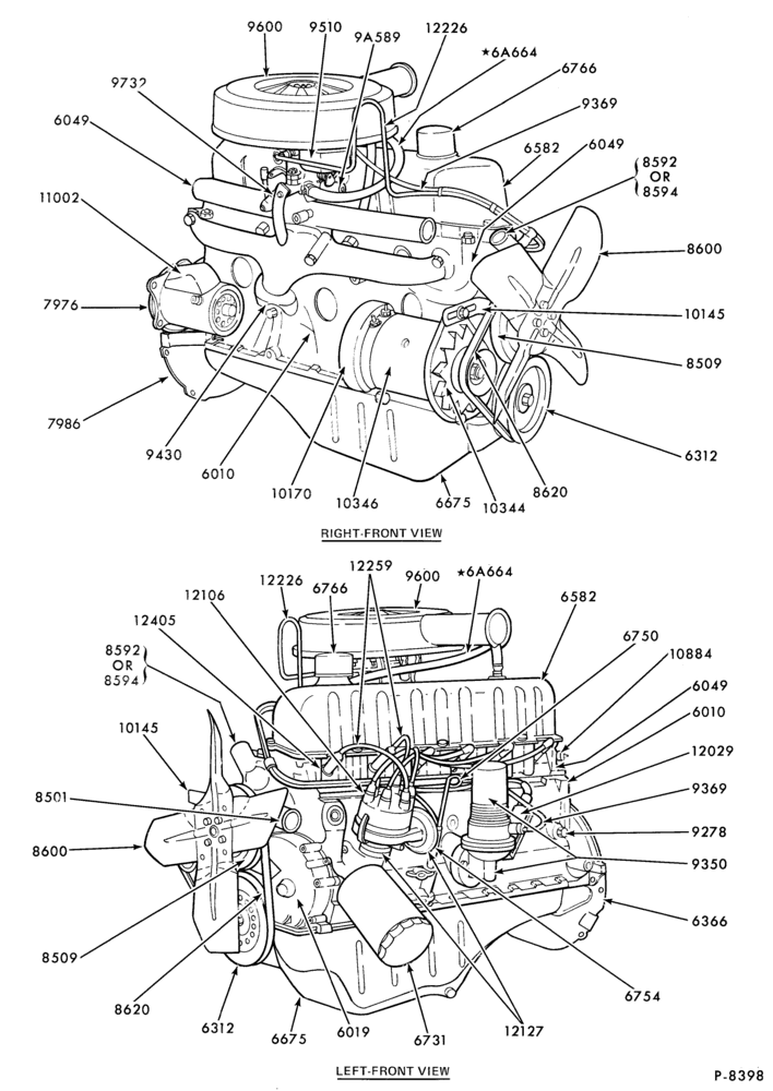 Схема 6 CYL. 4.1L (250 C.I.D.)-Engine assy.