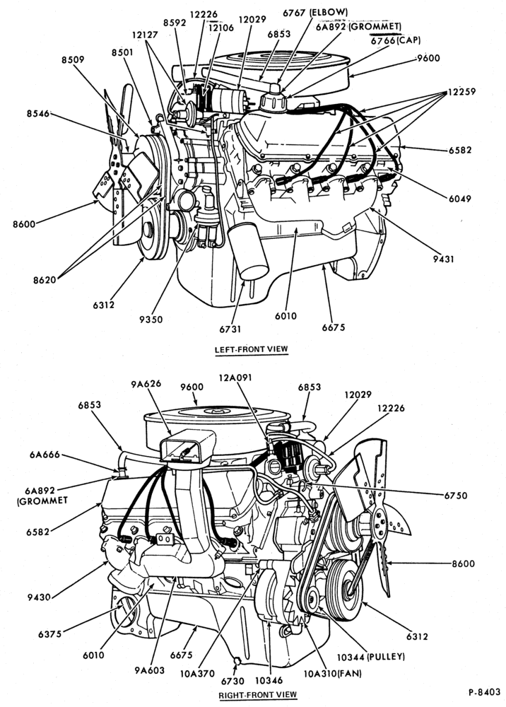 Схема 8 CYL. 7.5L (460 C.I.D.)-Engine assy.