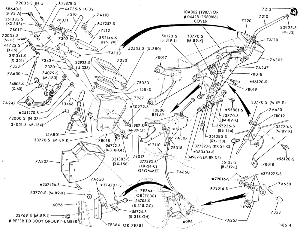 Схема SHIFT MECHANISM-(1987/)- w/MT 643 and 653- w/MT 653-LS-LT-LTS800/900