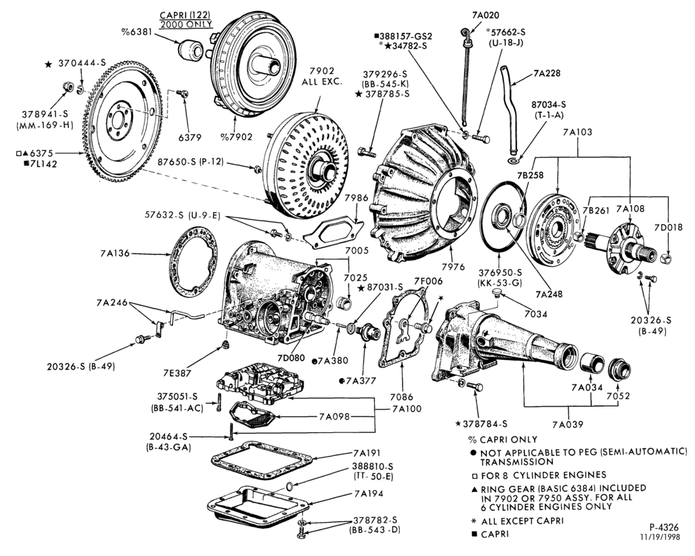 Схема C4 TYPE - INTERNAL PARTS-INTERNAL PARTS- case, converter assy., extension, pump and related parts-A,MA,F,MF,G,MG,J,P,MP