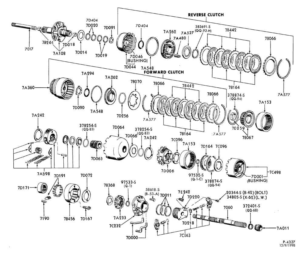 Схема C4 TYPE - INTERNAL PARTS-INTERNAL PARTS- clutches, gear, shaft, rear supports and related parts - typical-A,MA,F,MF,G,MG,J,P,MP