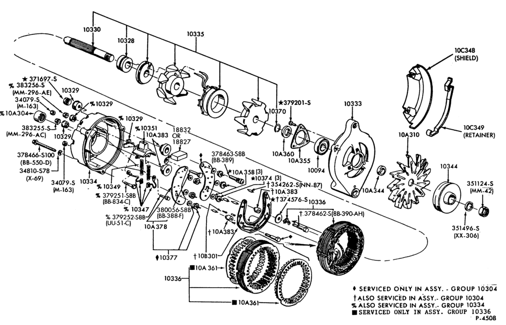 Схема ALTERNATORS-Alternator-Motorcraft 40 and 60 amp.