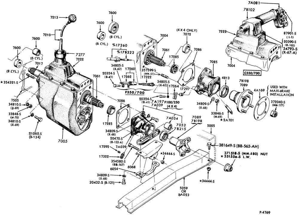 Схема INTERNAL PARTS-4 speed M/T - supports-F100/350