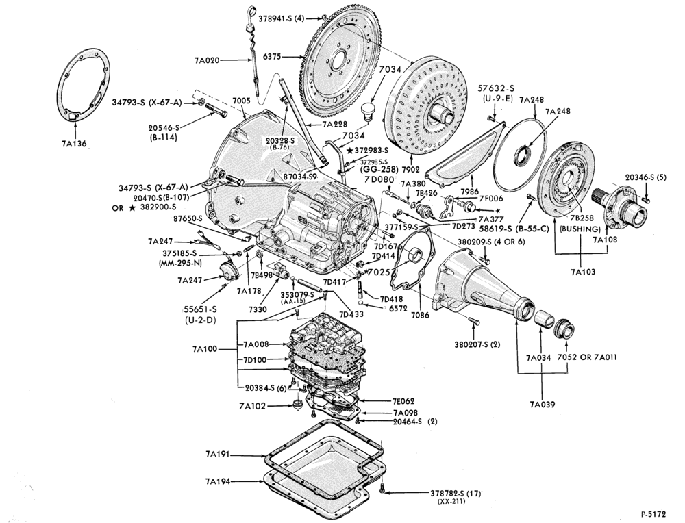Схема C6 TYPE - INTERNAL PARTS-INTERNAL PARTS- case, converter assy., extension, pump and related parts - typical-A,MA