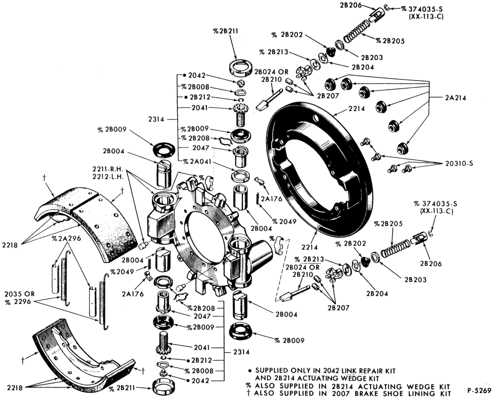 Схема BRAKE WHEEL CYLINDERS-Rear air brake (wedge-actuated Twinplex)-15" x 5", 15" x 6" and 15" x 7" Bendix-F-FT600/800