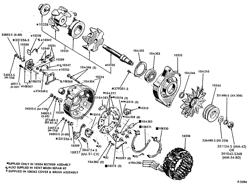 Схема ALTERNATORS-Alternator-Motorcraft 70, 75 and 90 amp.