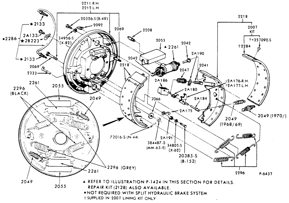 Схема BRAKE WHEEL CYLINDERS-Rear brakes (self-adjusting-hydraulic)-15" x 5" Kelsey Hayes-F-FT600/800