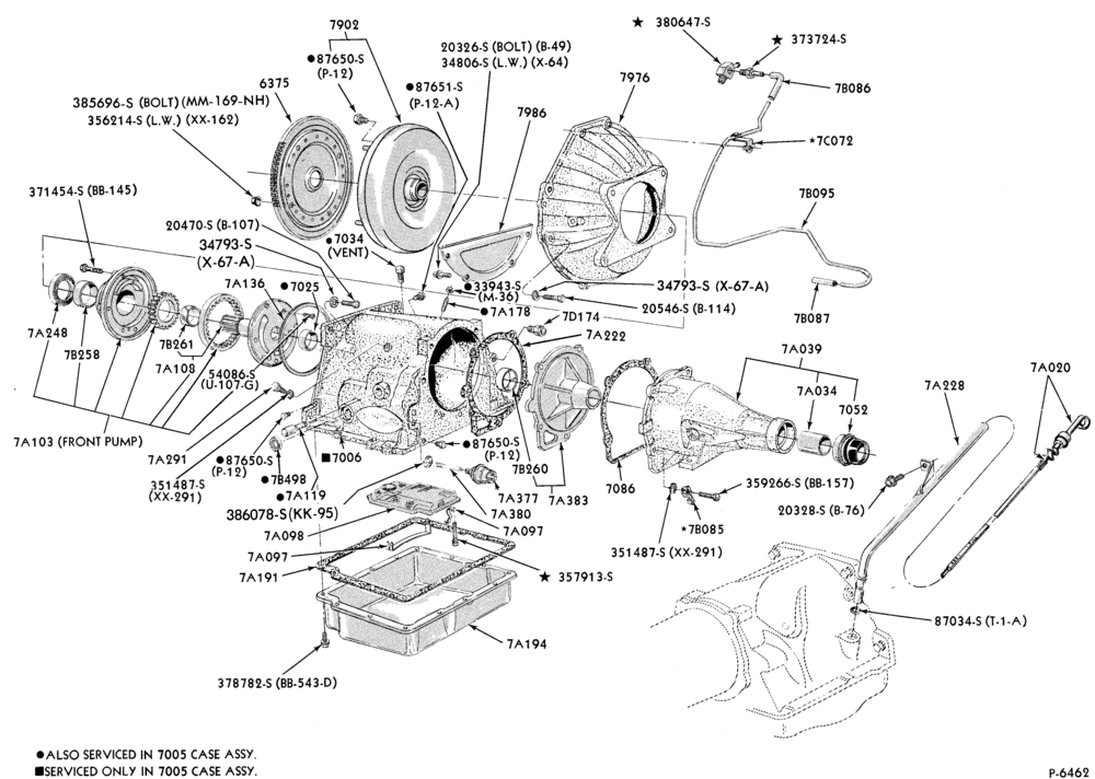 Схема C/M TYPE - FMX - INTERNAL PARTS-INTERNAL PARTS- case, converter assy., extension, pump, rear support and related parts-A,MA