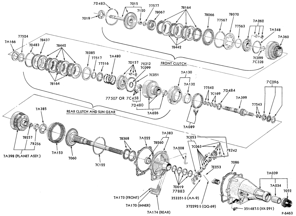 Схема C/M TYPE - FMX - INTERNAL PARTS-INTERNAL PARTS- clutches, gear, shaft, extension and related parts - typical-A,MA