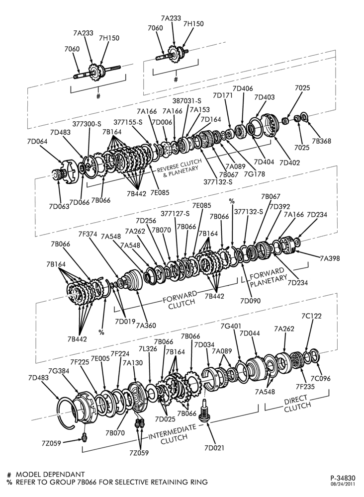 Схема 4R100 TYPE-INTERNAL PARTS - Clutches, gears, shafts & related parts - Page A-E150/350,E(Super Duty)