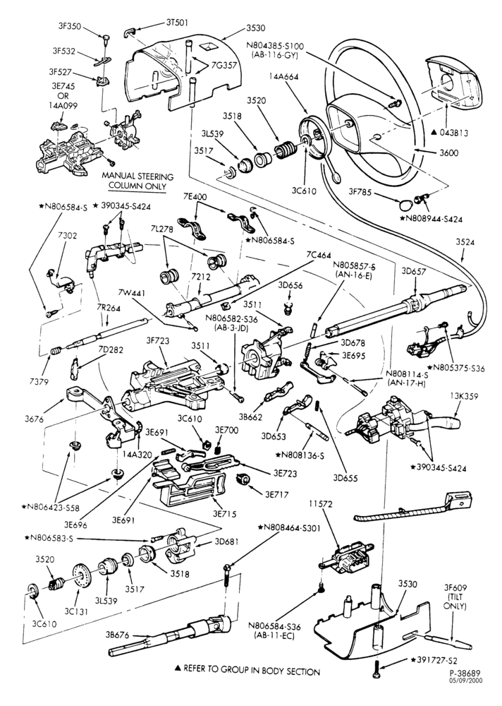 Схема 5R55E TYPE-EXTERNAL PARTS - Steering column - Page A-B (RHD Postal)