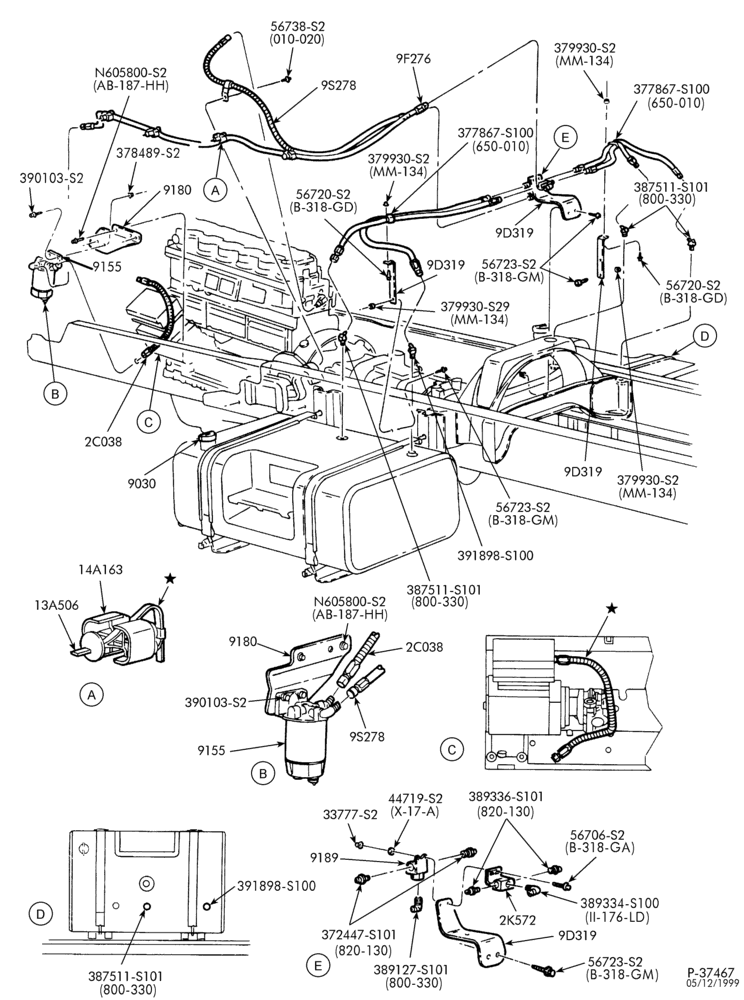Схема 6 CYL. 5.9L CUMMINS ISB-Fuel lines - tank to engine - w/dual tank
