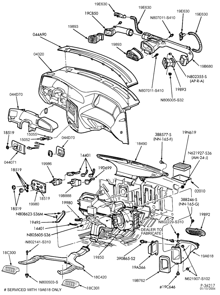 Схема HEATERS-Bezels, controls & ducts - instrument panel-TW