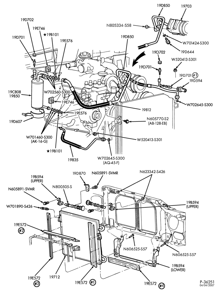 Схема AIR CONDITIONING-Condenser & hoses - integral - 4 cyl. 2.5L-R