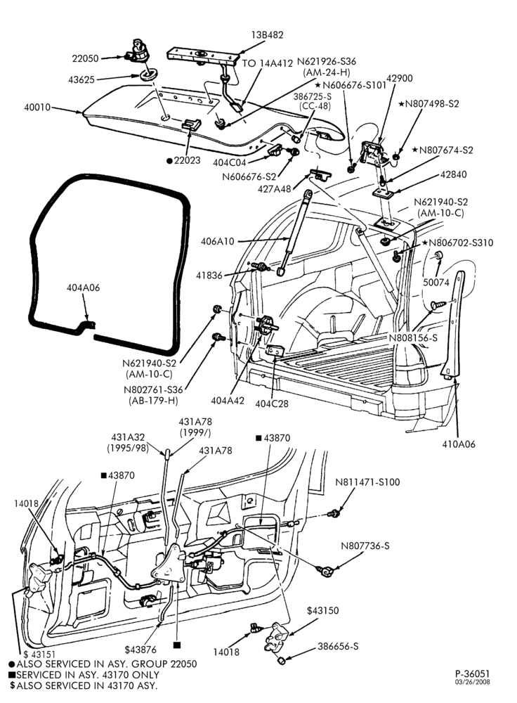 Схема LIFT/TAILGATE, BACK-OF-CAB, BACK WINDOW-Rear liftgate - latch, handle parts & hinge-TW
