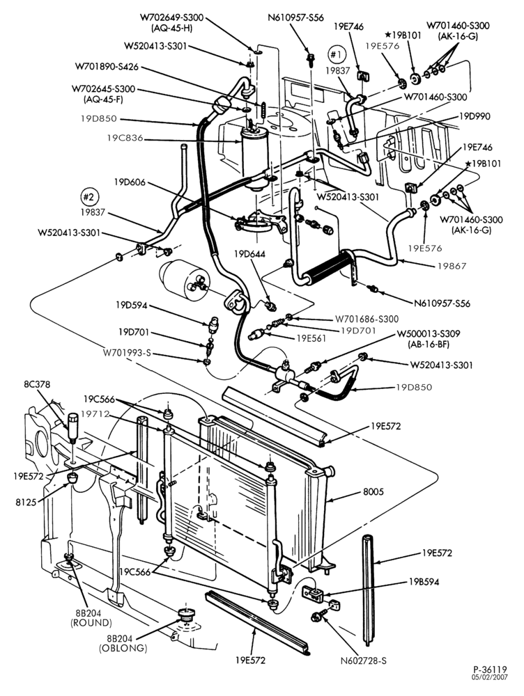Схема AIR CONDITIONING-Condenser & hoses - integral - main - without aux. a/c - 6 cyl. 3.0L-TW