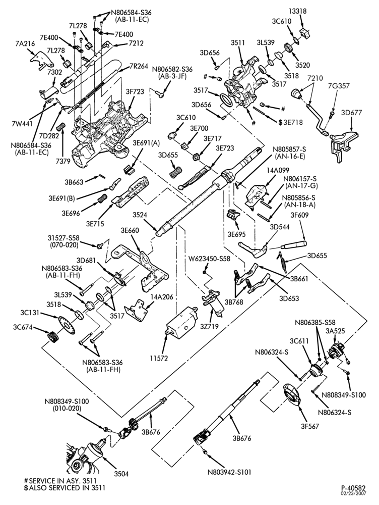 Схема STEERING-Steering column - A/T- column shift