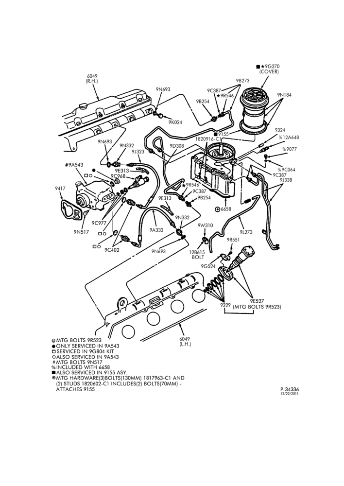 Схема 8 CYL. 7.3L - DIESEL-Fuel injection nozzles, piping & related parts - turbo direct injection - E350/450 - ""From 1/12/98''