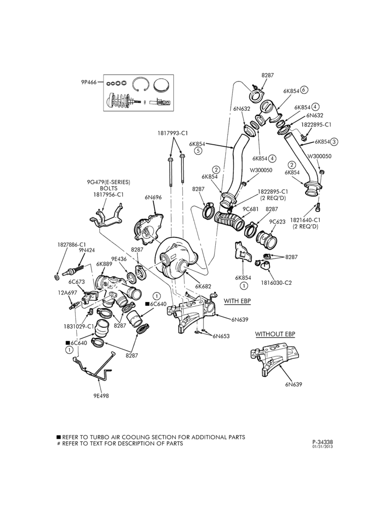 Схема 8 CYL. 7.3L - DIESEL - DIRECT INJECTION - TURBO-Turbocharger, piping & related parts-L1