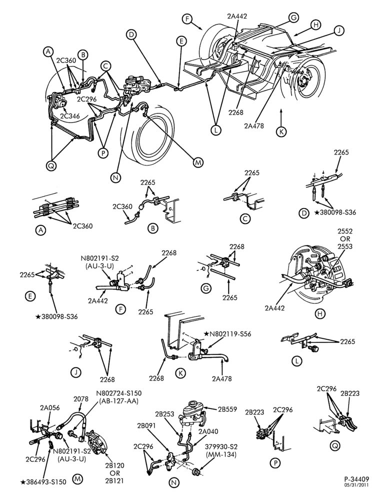Схема BRAKES-Disc brake system - with anti-lock brakes - 8 cyl. 4.6L