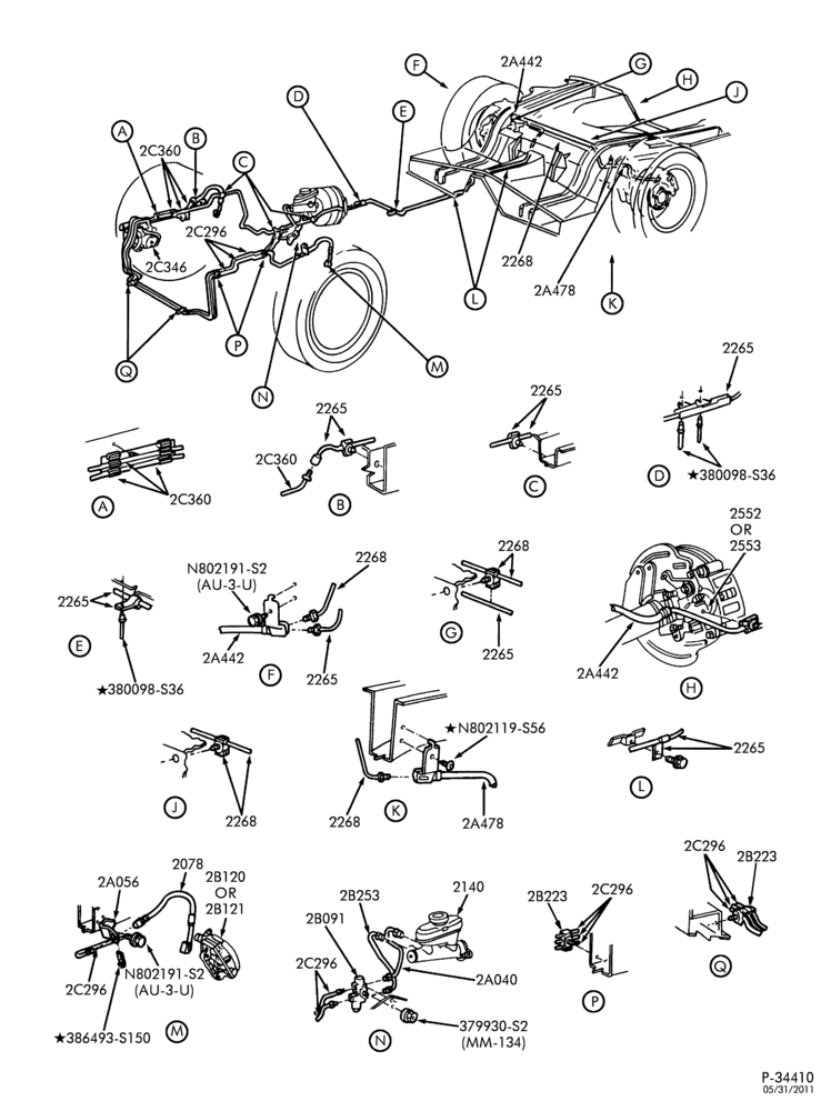 Схема BRAKES-Disc brake system - with anti-lock brakes - 6 cyl. 3.8L