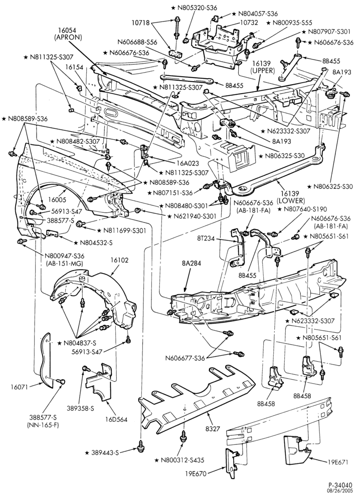 Схема FENDERS AND HOODS-Fender & apron sheet metal