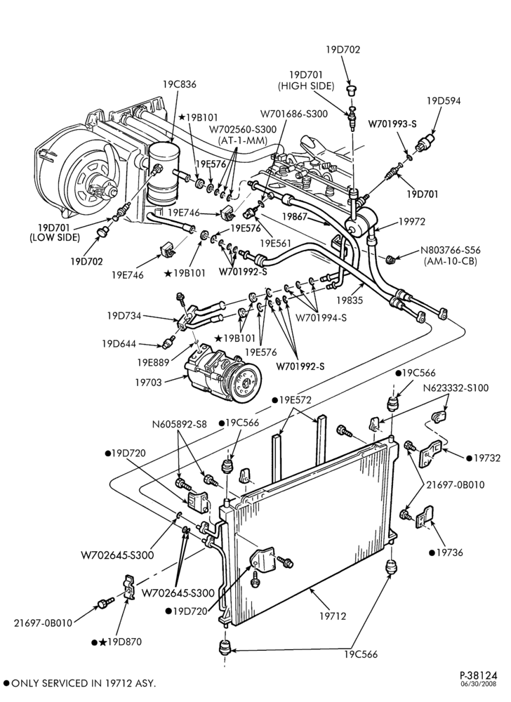 Схема AIR CONDITIONER-Condenser & dehydrator - integral - 8 cyl. 4.6L