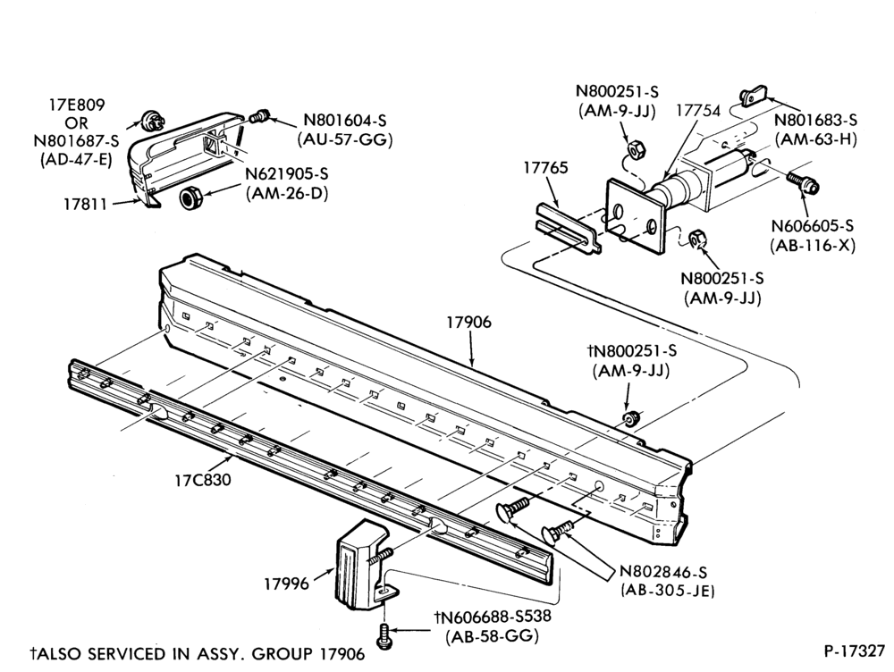 Схема SPEEDOMETER, BUMPERS, MIRRORS AND WIPERS-Bumper - front - aluminum - rear-"Before 3/85"