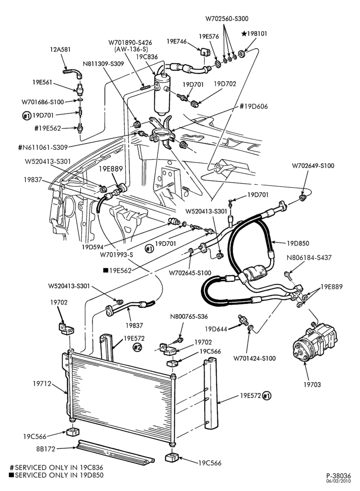 Схема AIR CONDITIONING-Condenser & hoses - integral - 8 cyl. 4.6L & 5.4L-F150 (7700)