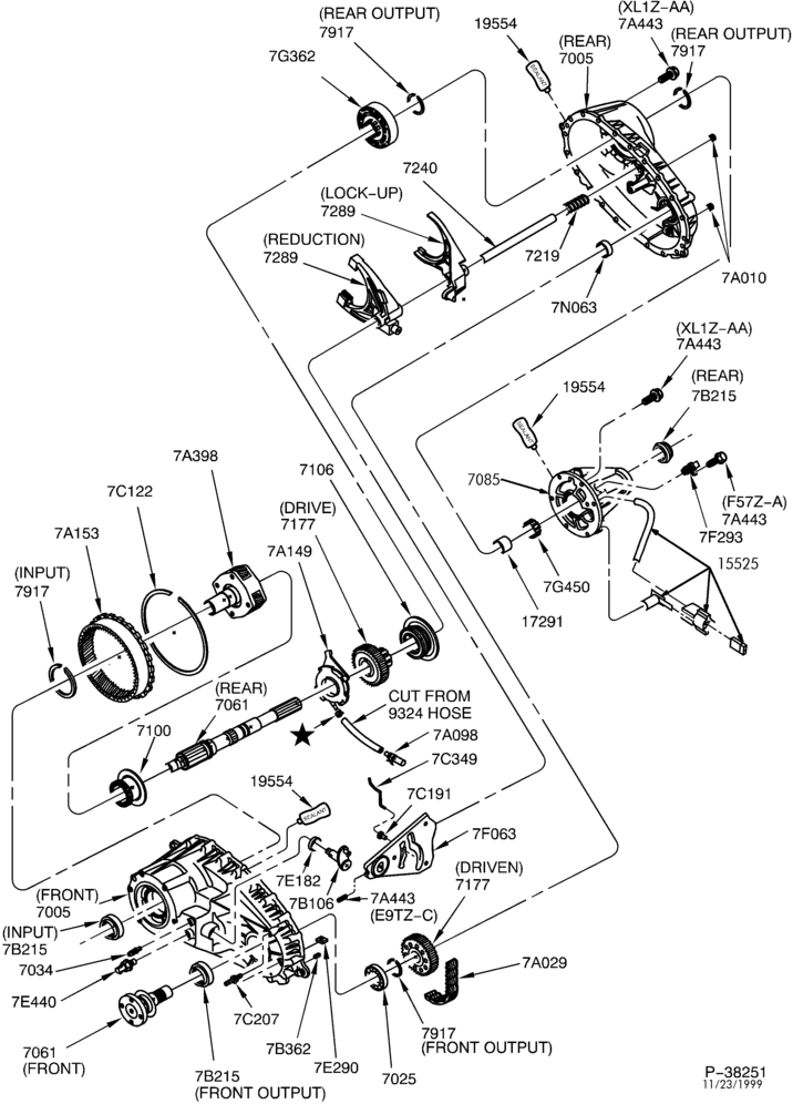 Схема Раздаточная коробка (4WD)-Warner 4406 - manual shift - 4x4-F150