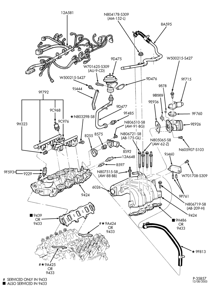 Схема 6 CYL. 3.0L - EXC. SOHC-Fuel injection manifold, injectors, valves & related parts