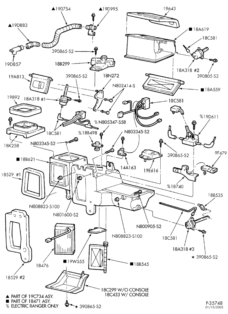 Схема AIR CONDITIONING-Evaporator - integral - passenger compartment-B
