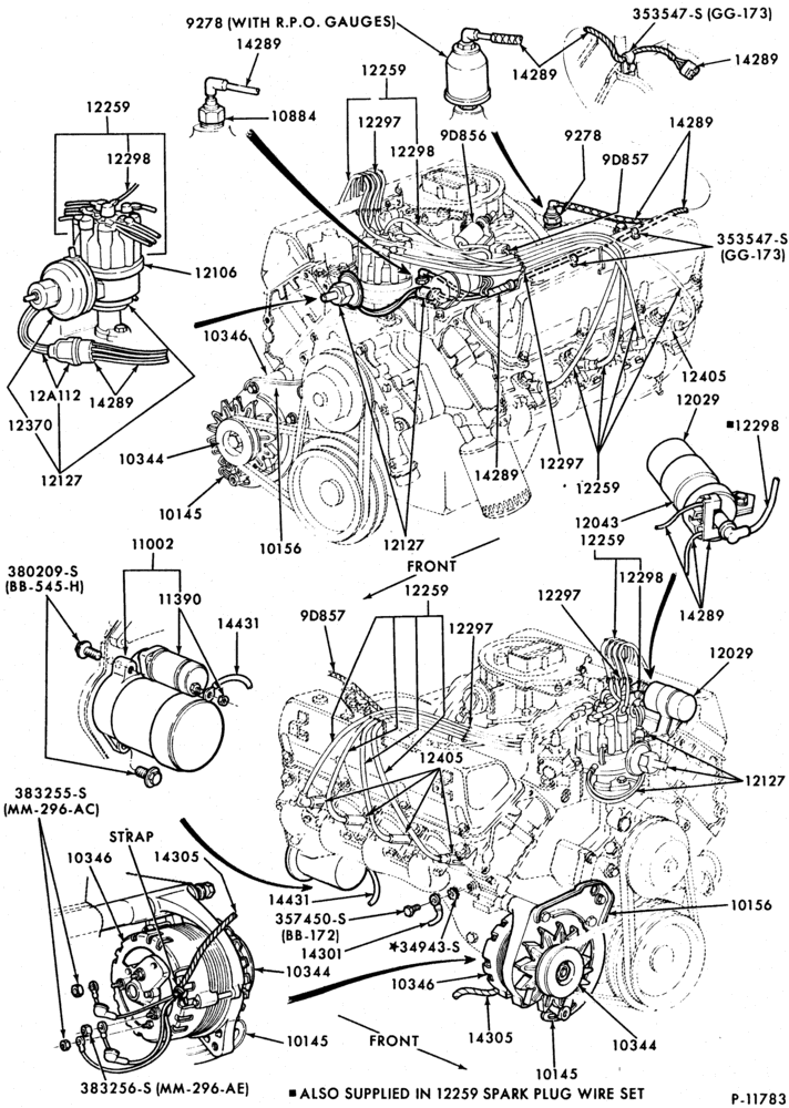 Схема IGNITION WIRING-Ignition wiring (breakerless distributor) system-typical-E100/350-8 cyl.