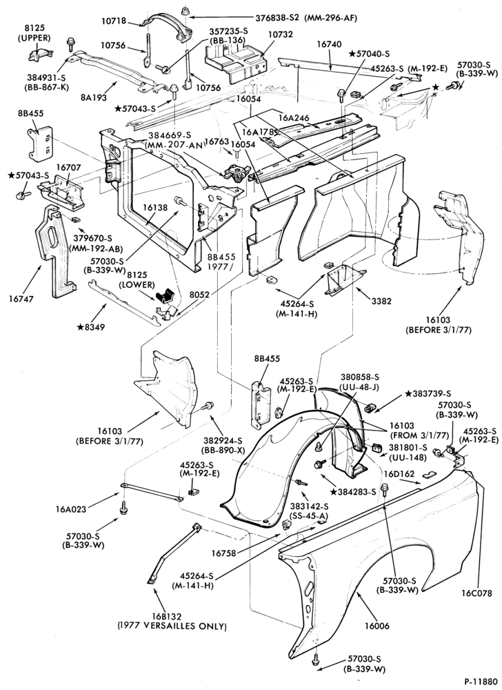 Схема FENDERS AND HOODS-Fender and apron sheet metal
