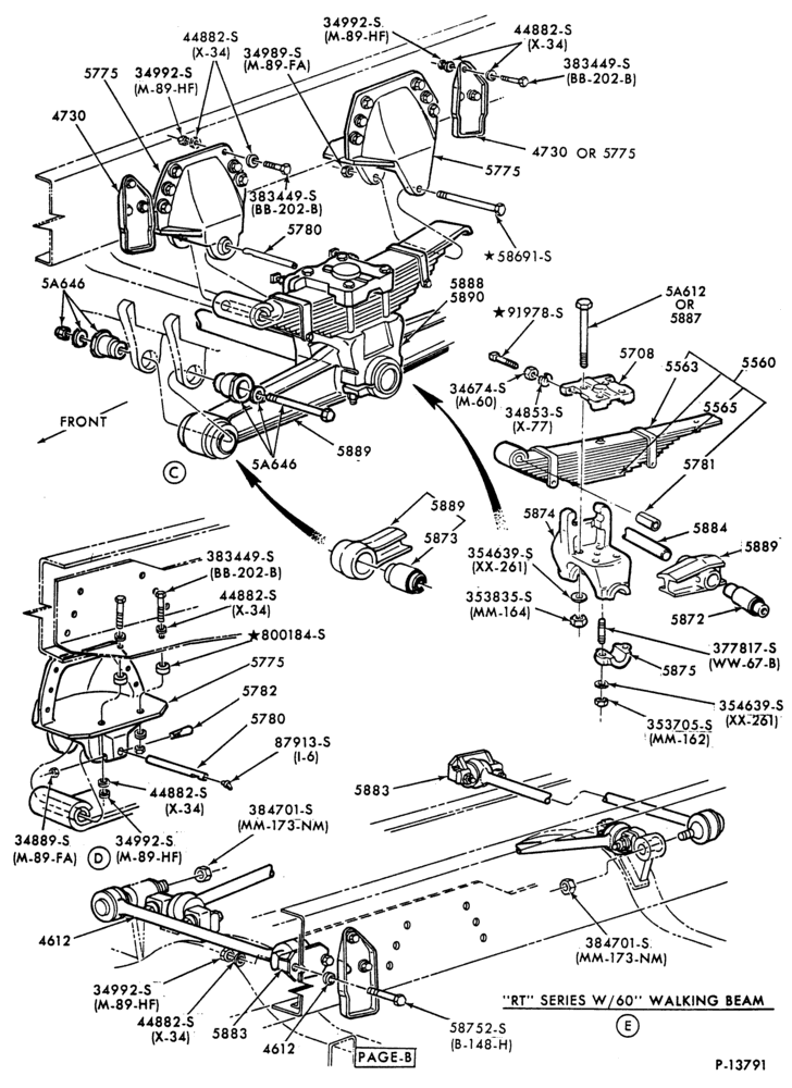 Схема Задняя подвеска (пружины, амортизаторы)-Springs and shock absorbers - Hendrickson- Page B-FT800/900