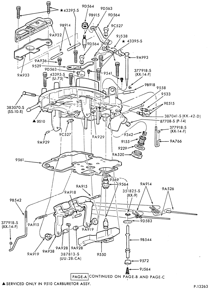 Схема 8 CYL. 4.2L (255 C.I.D.)-Carburetor - Ford 2/B (VV) - upper body