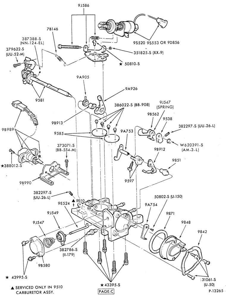 Схема 8 CYL. 4.2L (255 C.I.D.)-Carburetor  - Ford 2/B (VV)- throttle body