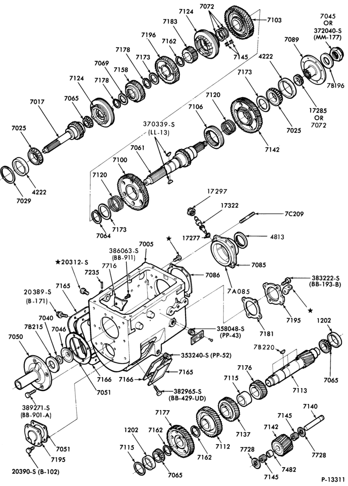 Схема INTERNAL PARTS-(1984/) - Dana Spicer CM40 (ES42-5) - Dana (Spicer) CM50 Series-F-FT800/900