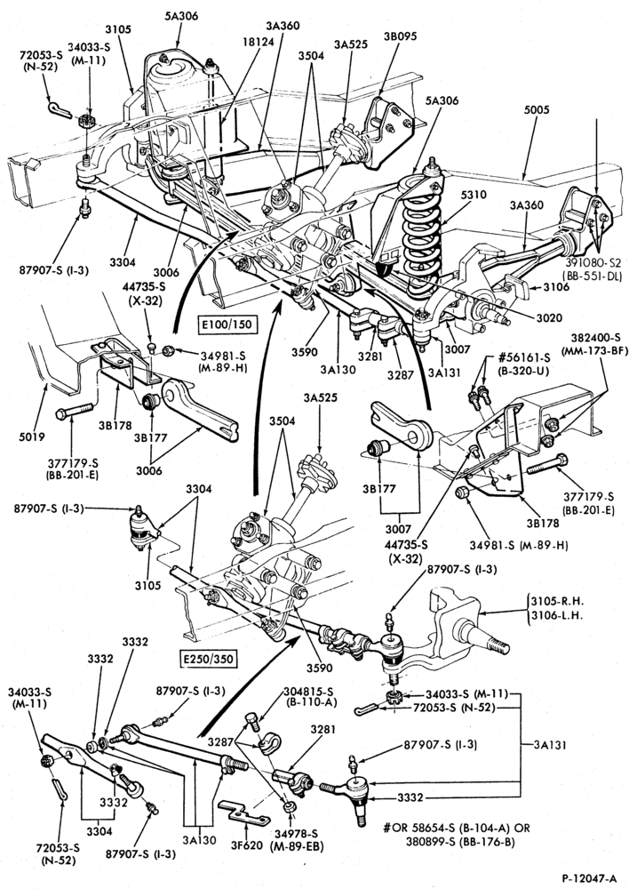 Схема FRONT SUSPENSION-FRONT AXLE- Page A-E100/350